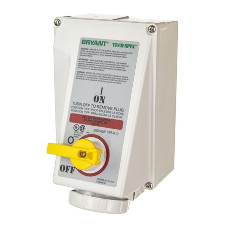 BRYANT IEC Pin and Sleeve Device, Female Mech Interlocked Receptacle, 20A 3-Phase Delta 480V AC, Watertight BRY420MI7W